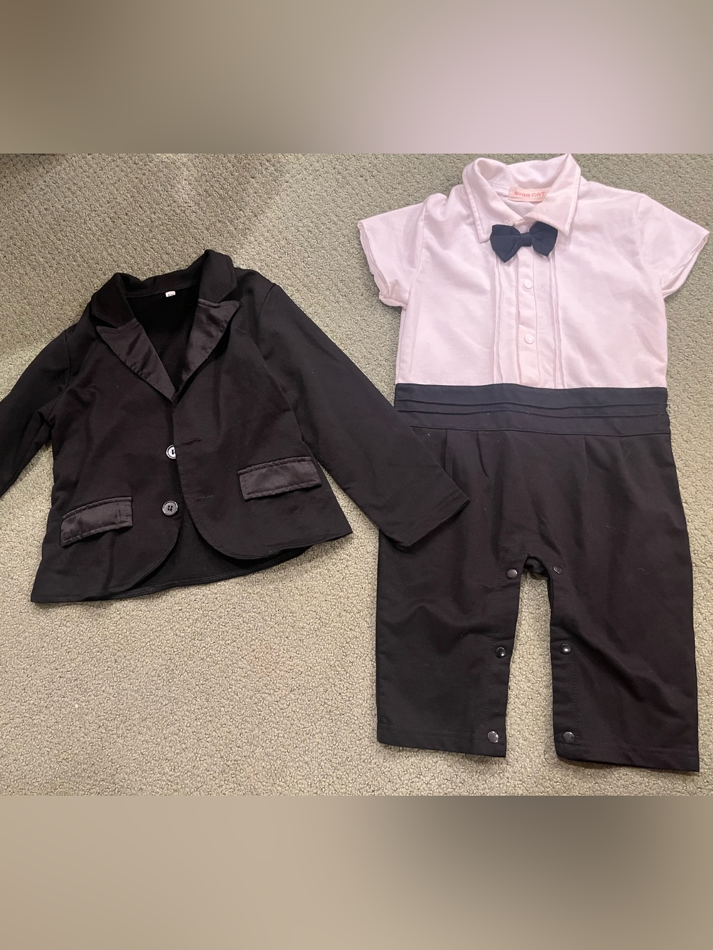 Toddler Two-Piece Black Jacket and Top Tuxedo Set
